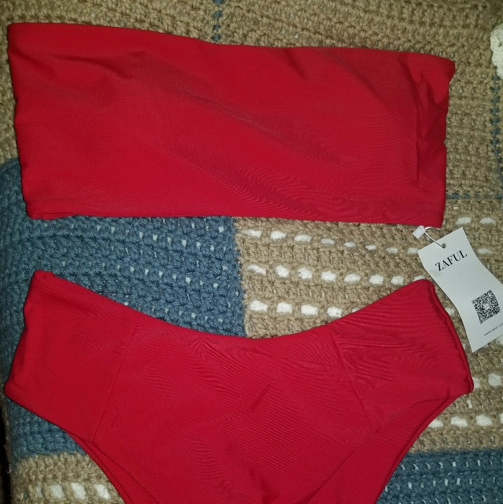Red high waist bikini